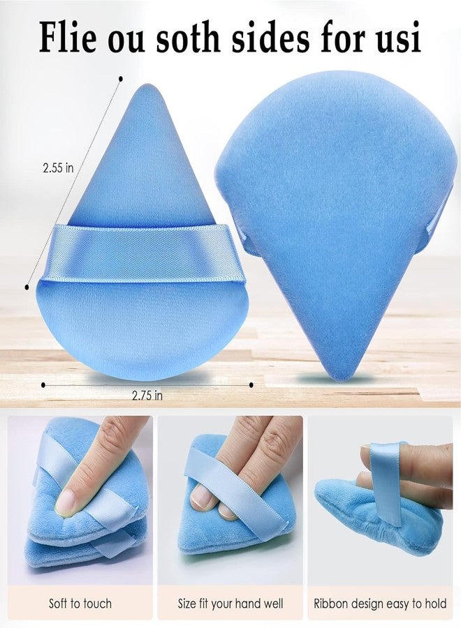 Keli 2 PCS Powder Puff Triangle Makeup Puffs for Loose Setting Powder Face Body, Foundation Blender Velour Setting Powder Puff, Super Soft Eye Makeup Wedges Beauty Tools - Multicolor - Image 2