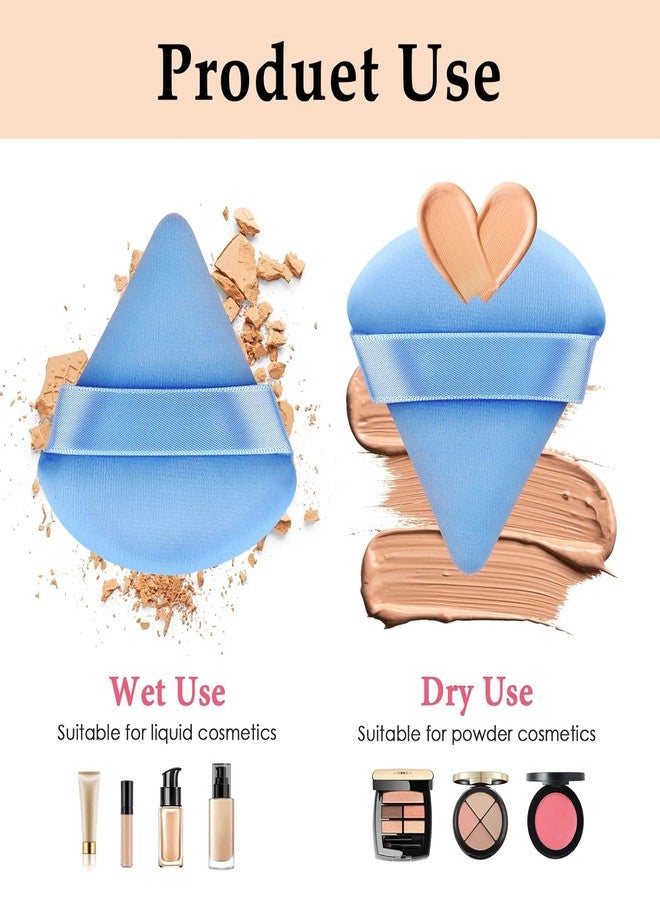 Keli 2 PCS Powder Puff Triangle Makeup Puffs for Loose Setting Powder Face Body, Foundation Blender Velour Setting Powder Puff, Super Soft Eye Makeup Wedges Beauty Tools - Multicolor - Image 3