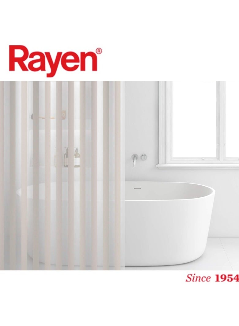 ريان ستارة حمام مقاومة للماء من راين  الاسبانية– مقاس 180×200 سم – تصميم أنيق مع حلقات تعليق شفافة. - Image 1