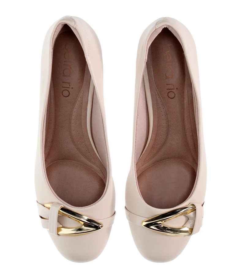 Beira Rio  BEIRA RIO Mid Heel Shoes for LADIES – White SHOES with Slip On | Comfortable PU Upper & TPR Sole for Women | Best Price UAE