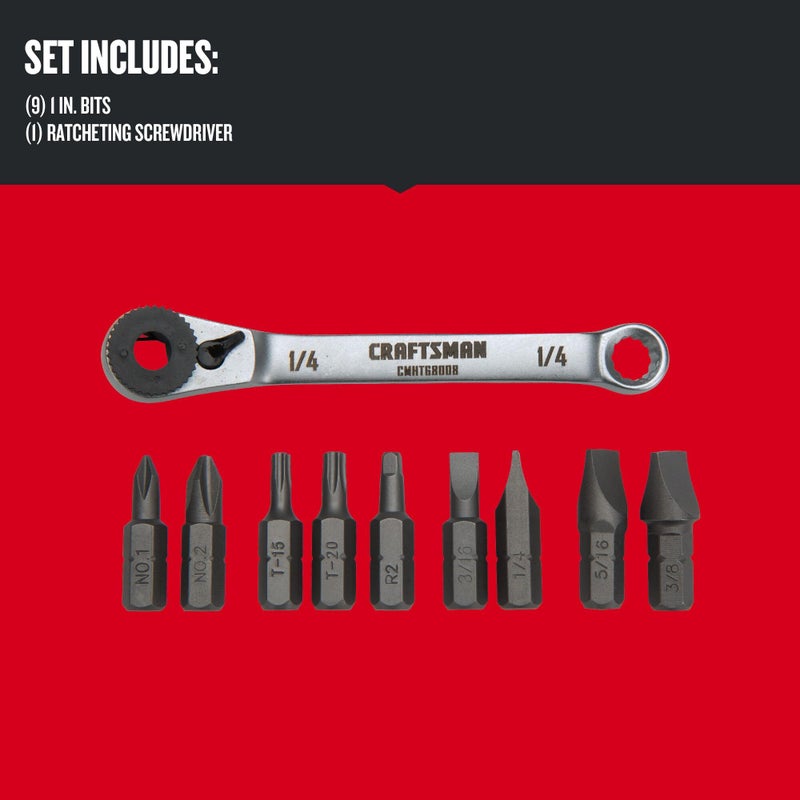 CRAFTSMAN Screwdriver Set, Ratcheting Offset, Multi-Bit, 10 Piece (CMHT68008) - Image 2