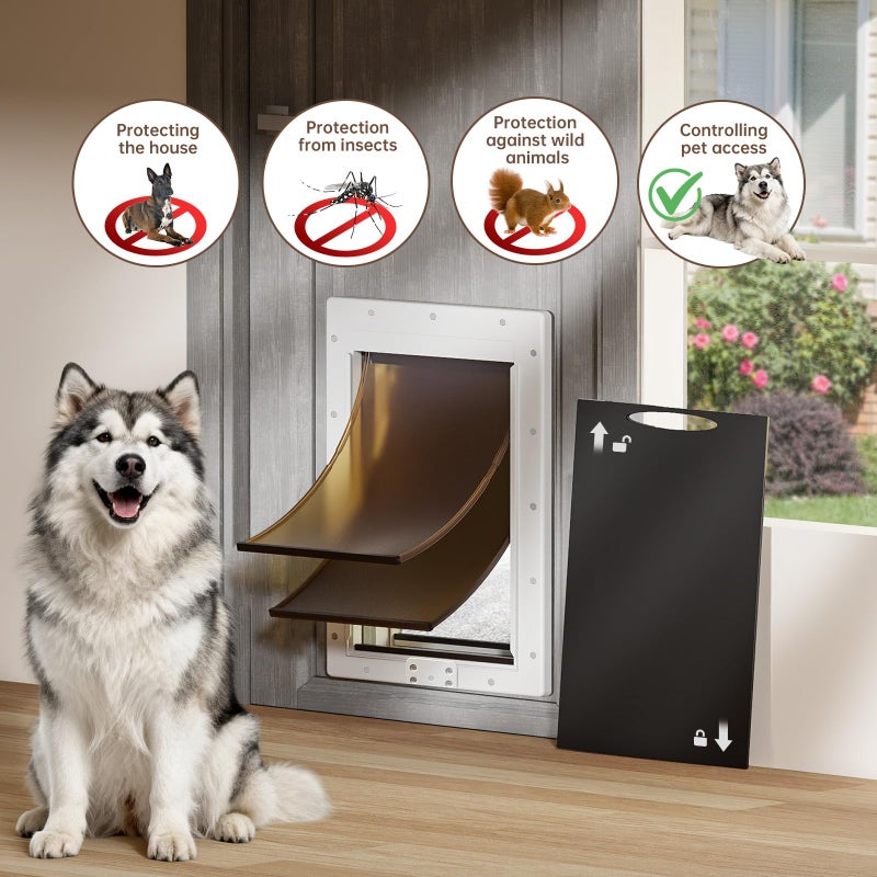 PETCOMING XL Dog Door for Door, Never Rust Plastic Extra Large Doggy Door for Interior and Exterior Doors, XLarge Pet Door with 2 Magnetic Flaps, Closing Panel, Dog Doors for Pets Up to 220 LB - Image 3