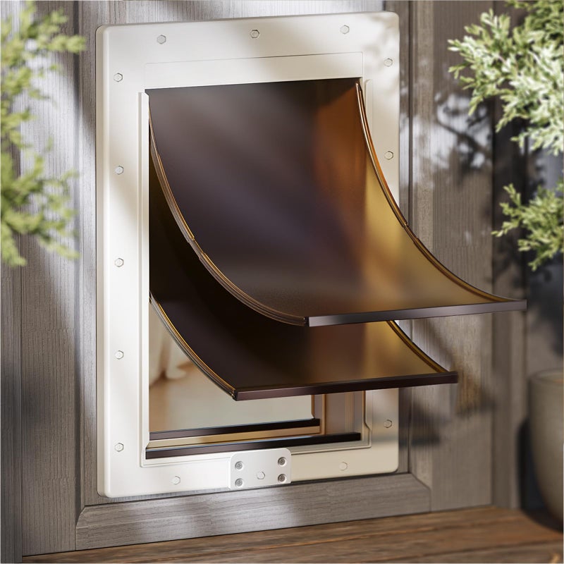 PETCOMING XL Dog Door for Door, Never Rust Plastic Extra Large Doggy Door for Interior and Exterior Doors, XLarge Pet Door with 2 Magnetic Flaps, Closing Panel, Dog Doors for Pets Up to 220 LB - Image 1