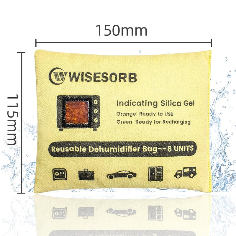 Wisesorb 240G 2 Pack Reusable Silica Gel Desiccant Dehumidifier Bags, Color Indicating Moisture Absorbers for Car, Closet, Garage, 3D Filaments, Emoisture, Microwave Rechargeable Reusable Drying Bags - Image 3