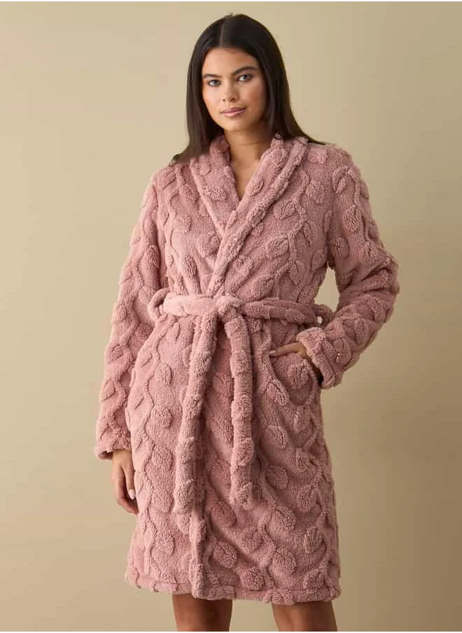 FAV Textured Night Robe with Tie-up Belt