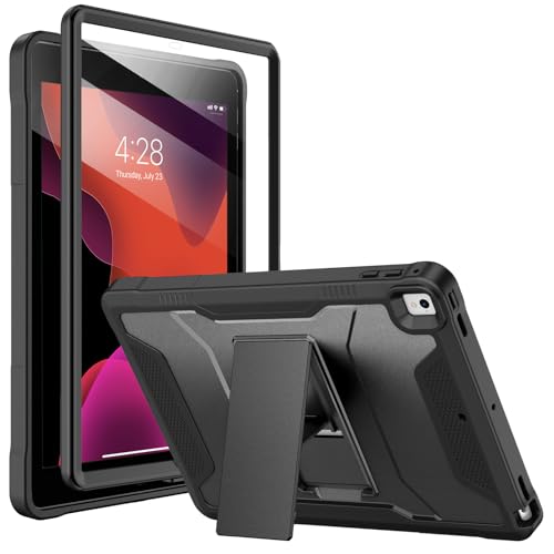 Soke Case for iPad 6th5th Generation 97 Inch 20182017with Builtin Screen Protector and Kickstand Rugged FullBody Heavy Duty Protective Cover for Apple iPad Air 2 Pro 97 Black - Image 1