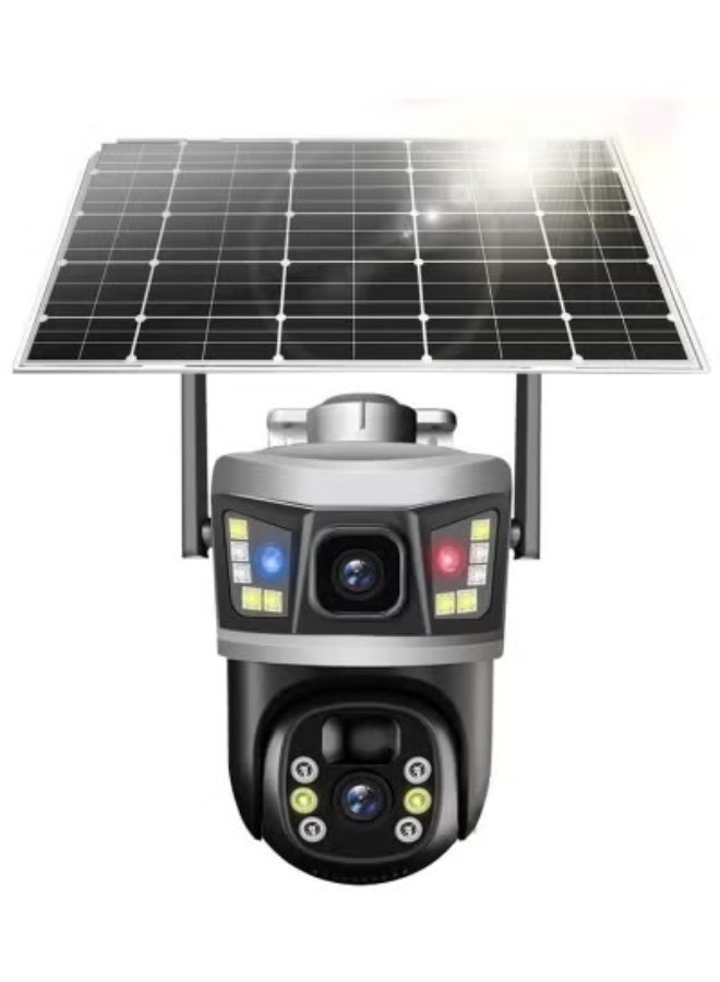 JAJEEK 2 Pcs 8MP Dual Lens 360° Outdoor WiFi CCTV Camera with Solar Power – Full-Color Night Vision, PIR & AI Human Detection, 2-Way Audio, Waterproof PTZ, V380 Pro App, 2×64GB SD Card - Image 3