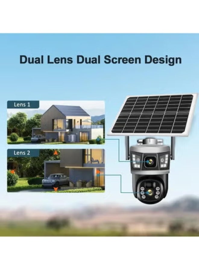 JAJEEK 2 Pcs 8MP Dual Lens 360° Outdoor WiFi CCTV Camera with Solar Power – Full-Color Night Vision, PIR & AI Human Detection, 2-Way Audio, Waterproof PTZ, V380 Pro App, 2×64GB SD Card - Image 4