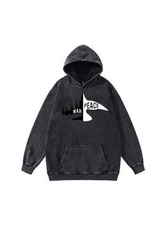 New Hiphop Green Zip Hoodie Men Urban Harajuku Anime Print Long Sleeve 31 Black Washed Old Hoodie