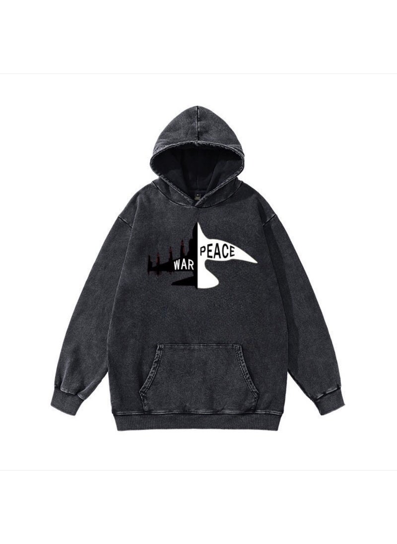 Generic - New Hiphop Green Zip Hoodie Men Urban Harajuku Anime Print Long Sleeve 31 Black Washed Old Hoodie - Image 1