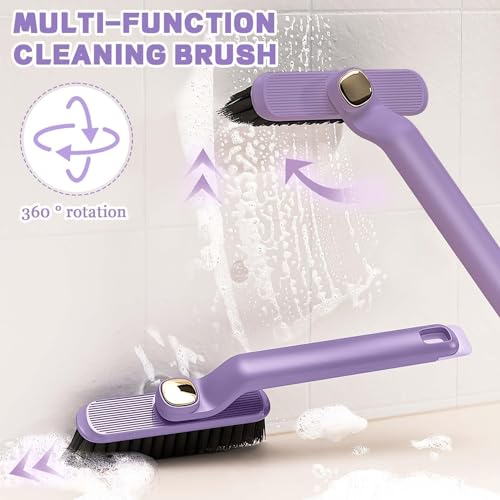 ELRINZA Hard Bristle Rotating Crevice Cleaning Brush, Grout Cleaner Brush, Toilet Brush, Scrub Brush for Shower Tile, Skinny Gap Cleaning Tools for Household Use, Bathroom, Kitchen - Image 3