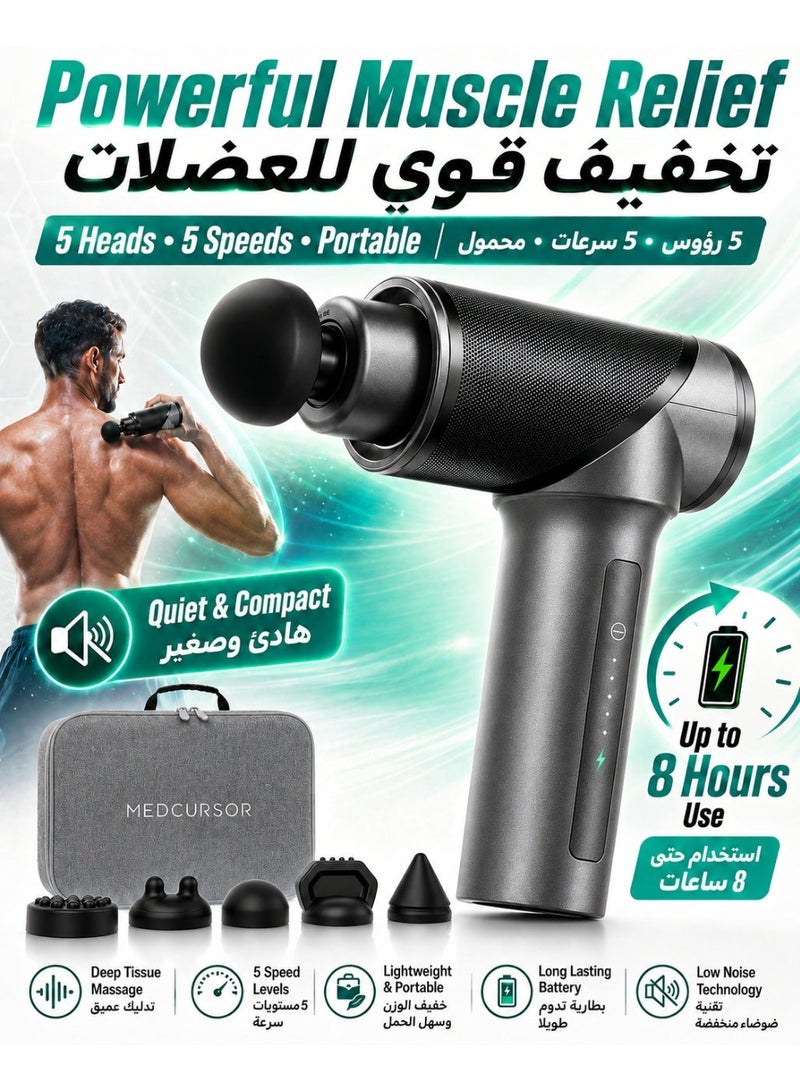 Medcursor Massage Gun Deep Tissue Percussion Muscle Mini Massager for Pain Relief, Handheld Electric Body Massager Sports Portable Super Quiet Brushless Motor - Image 1