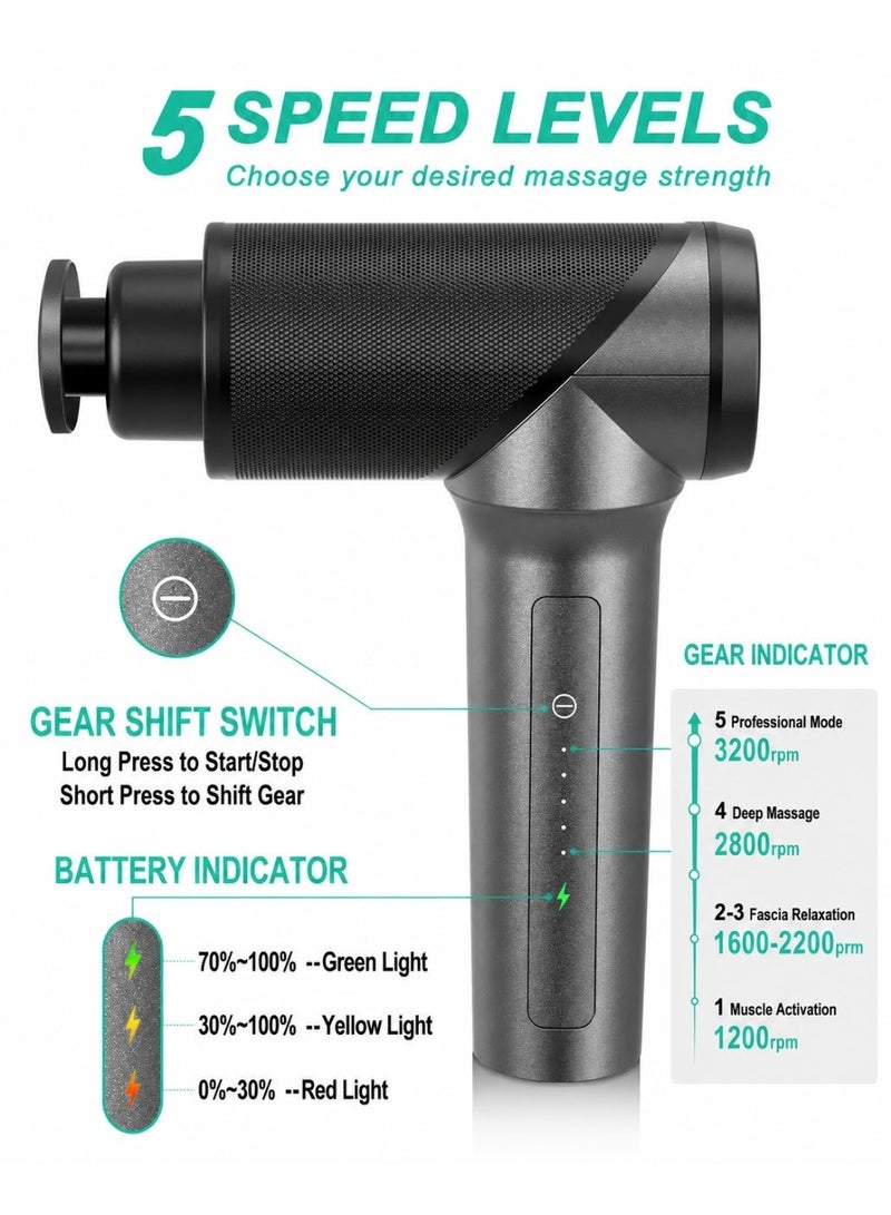 Medcursor Massage Gun Deep Tissue Percussion Muscle Mini Massager for Pain Relief, Handheld Electric Body Massager Sports Portable Super Quiet Brushless Motor - Image 2