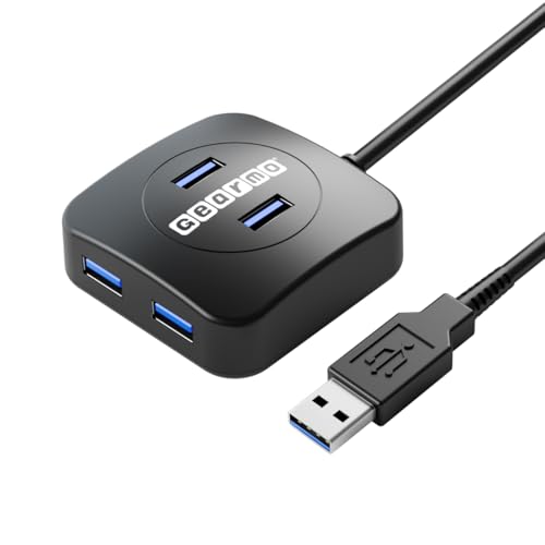 Gearmo Compact 4 Port USB-A Hub - Travel Ready with 5Gbps Speed for Laptop, Flash Drive, Keyboard, Mouse, Peripherals - PC & Mac Ready - Image 1