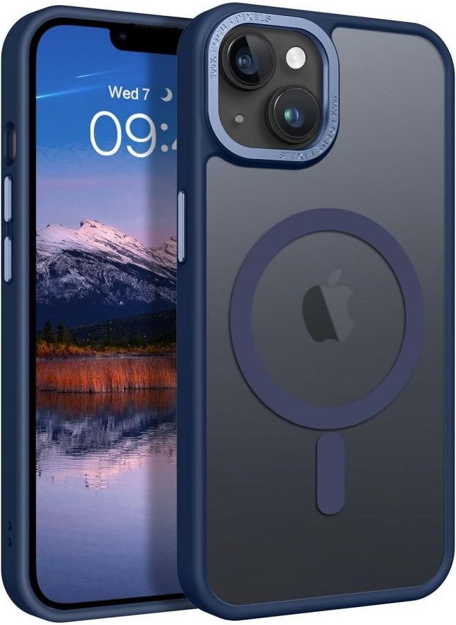 ESCASE - Magnetic Case for iPhone 15 Plus, Compatible with MagSafe Shockproof Protection Cover, Translucent Matte Phone Case with Strong Magnet, Slim Case for Apple 15 Plus 6.7 Inch (2023)-Blue - Image 1
