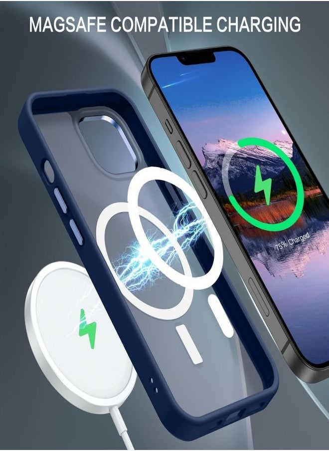ESCASE - Magnetic Case for iPhone 15 Plus, Compatible with MagSafe Shockproof Protection Cover, Translucent Matte Phone Case with Strong Magnet, Slim Case for Apple 15 Plus 6.7 Inch (2023)-Blue - Image 1