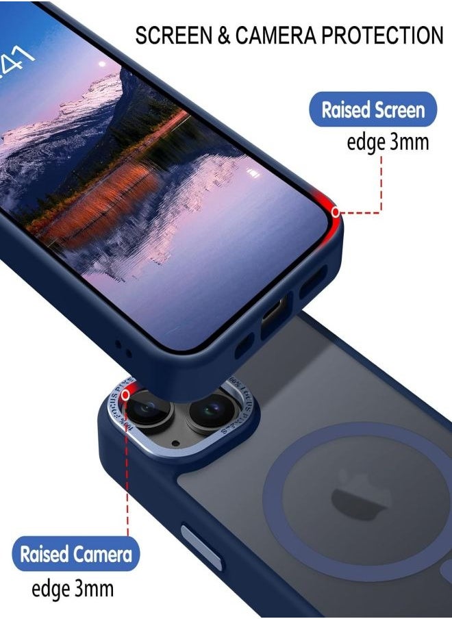 ESCASE - Magnetic Case for iPhone 15 Plus, Compatible with MagSafe Shockproof Protection Cover, Translucent Matte Phone Case with Strong Magnet, Slim Case for Apple 15 Plus 6.7 Inch (2023)-Blue - Image 1