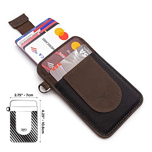 POCKT Card Holder Wallet For Men and Women - Slim Minimalist Front Pocket Wallet Elastic Credit Card Holder Genuine Leather RFID Blocking Card Case Wallets | Vintage Brown - Image 4