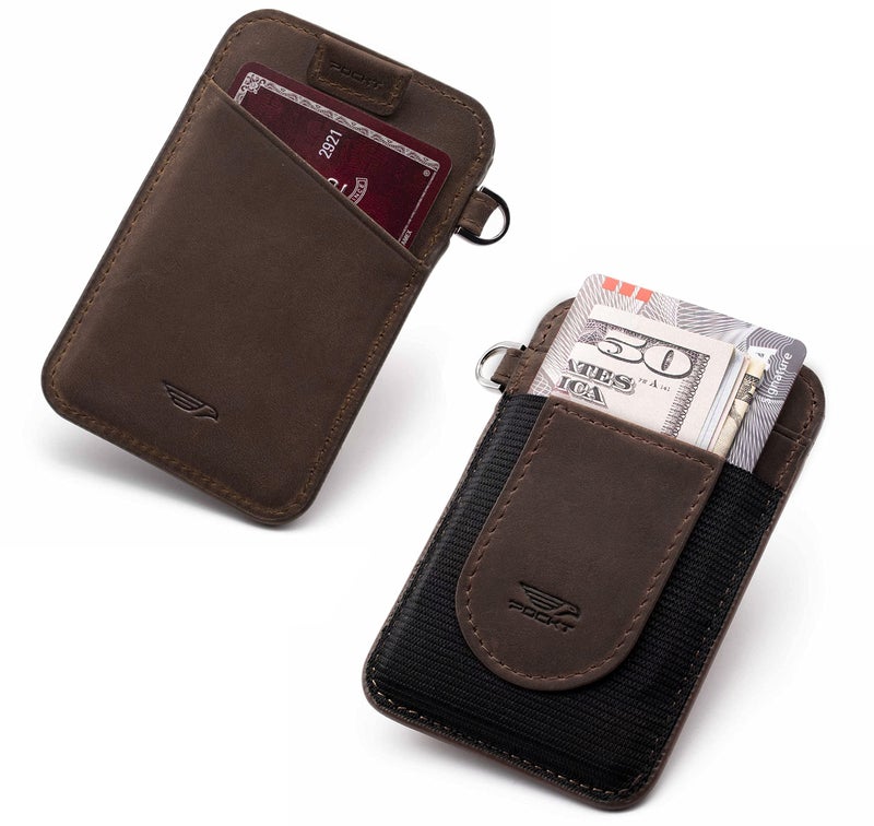POCKT Card Holder Wallet For Men and Women - Slim Minimalist Front Pocket Wallet Elastic Credit Card Holder Genuine Leather RFID Blocking Card Case Wallets | Vintage Brown - Image 3