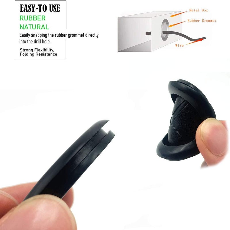 EASYEAH Store 1 inch Rubber Grommets for Wiring, 13/16 in ID One-Sided Rubber Plugs for Round Holes, Firewall Grommet Automotive, Wires Cables Protection for Metal Electric Box, 20 Pcs, 20x25 mm, Black - Image 4