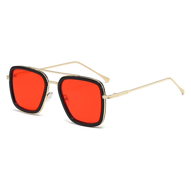New Iron Man Style Sunglasses for Men C23-gold frame-green mercury