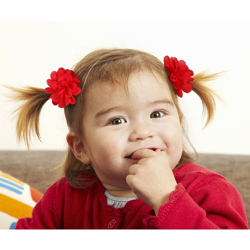 WillingTee 50pcs 2" Chiffon Flower Hair Bows Tiny Clips for Girls Fully Lined Non Slip Baby Clips Hair Accessories for Baby Girls Newborns Infants Toddlers 25 Colors in Pairs - Image 4