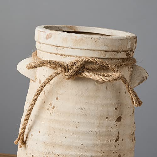 SIDUCAL Ceramic Decorative Flower Vase, 8 Inch Rustic Distressed Pottery Decorative Flower Vase for Home Decor, Ideal Shelf, Bookshelf, Mantle, Entryway, Living Room, Table Decor - Image 5