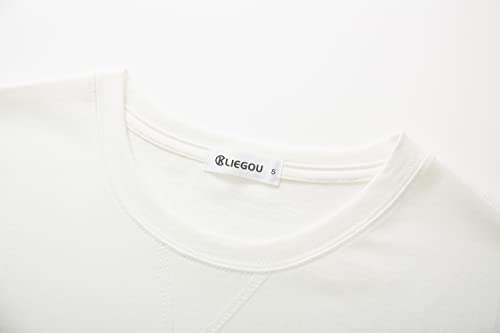 KLIEGOU Mens 100% Cotton Hipster Hip Hop Longline Crewneck T-Shirt White S(66) - Image 3