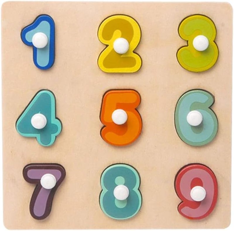 klarako Toddlers Wooden Peg Puzzles Jigsaw Board Kids Knob Puzzles Early Educatiol Learning Toy - Number - Image 1