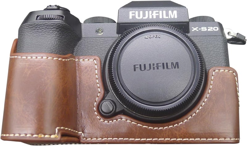 Rieibi Fuji XS20 XS20 Case  Quality PU Leather Half Case for Fujifilm XS20 Digital Camera  Body Protective Grip Case for Fujifilm XS20 XS20  Coffee - Image 1