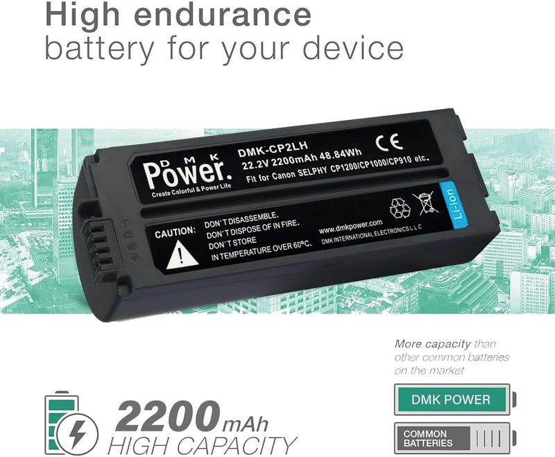 DMK Power High-Capacity 22.2V 2200mAh Battery Pack – Compatible Replacement for NB-CP2LH – Works with SELPHY CP1300, CP1200, CP1000, CP910 Compact Photo Printers - Image 4