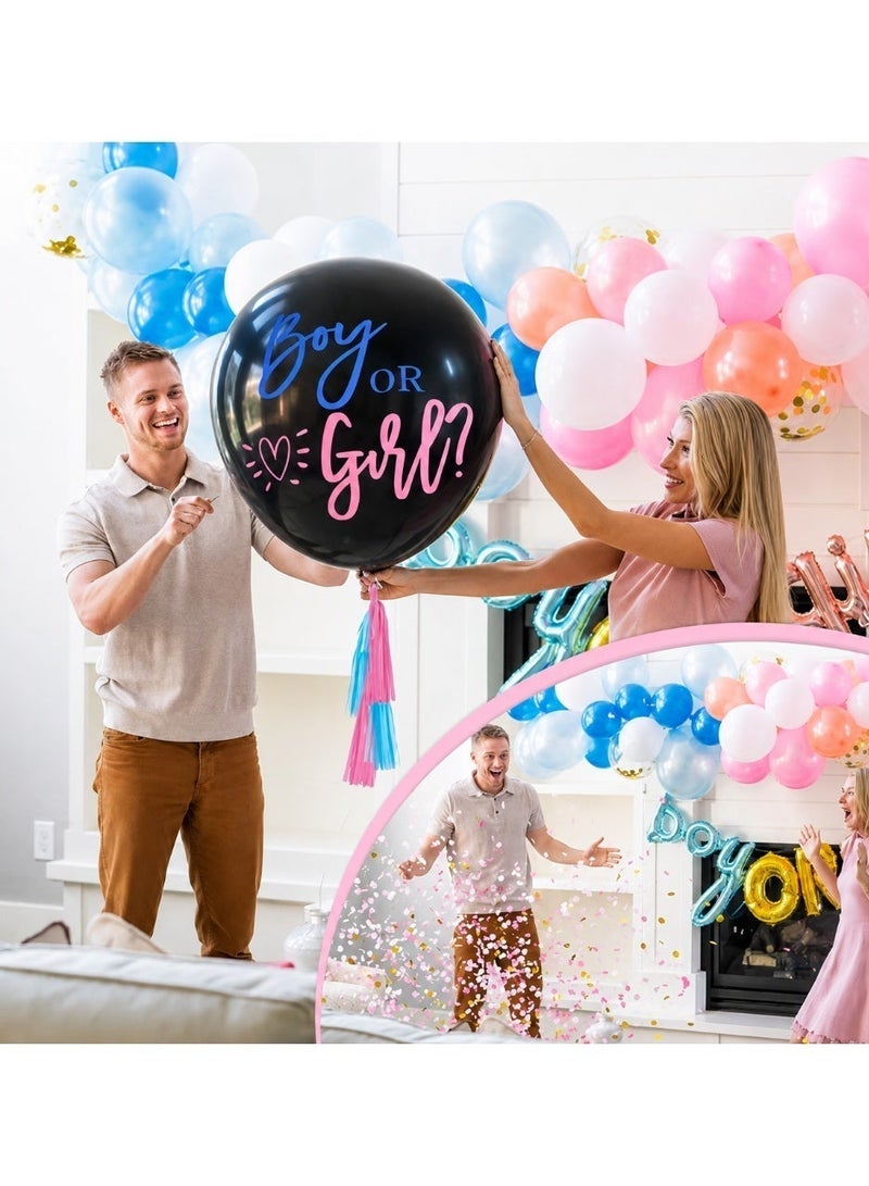 Sisily 13Pcs Gender Reveal Balloon Set, 36 Inch Black Boy or Girl Reveal Balloon with Pink and Blue Balloons and Confetti, Baby Shower Party Decorations - Image 2