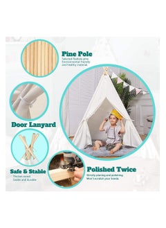 BLOOMING TIME Portable Kids play Teepee Tent Cotton Canvas Outdoor indoor tent house kids Games Playhouse -White  - Image 2