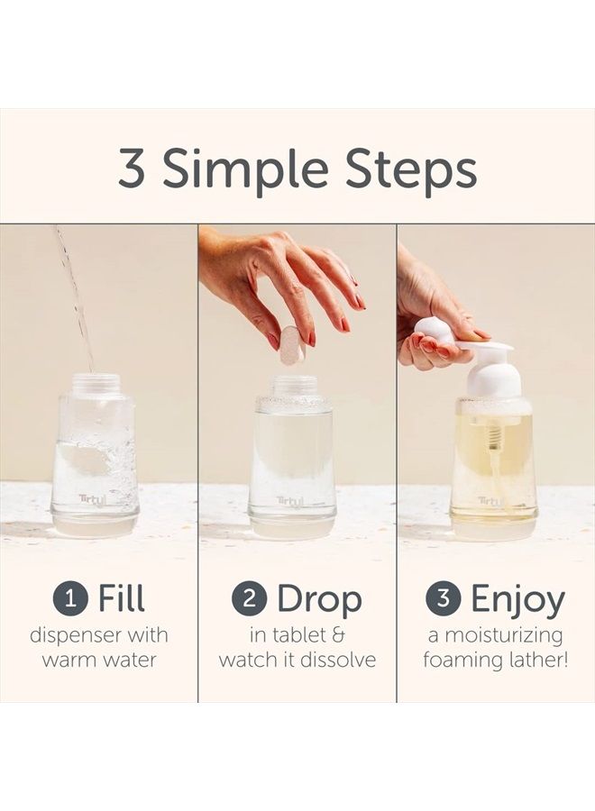 Tirtyl Hand Soap Duo Kit - 2 Glass Foaming Dispensers + 6 Tablet Refills - Compostable Packaging - Variety Fragrances - 48 fl oz total (makes 6x 8 fl oz bottles of soap)  - Image 2