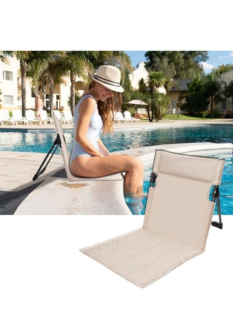 KASTWAVE كرسي شاطئ قابل للطي، مقعد لجانب المسبح، كراسي تخييم، كراسي خارجية محمولة لجانب المسبح، ملحقات المسبح، مقاعد للمسبح لجانب المسبح، يوفر دعم للظهر، مع حقيبة تخزين - Image 1