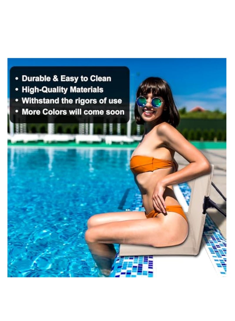KASTWAVE كرسي شاطئ قابل للطي، مقعد لجانب المسبح، كراسي تخييم، كراسي خارجية محمولة لجانب المسبح، ملحقات المسبح، مقاعد للمسبح لجانب المسبح، يوفر دعم للظهر، مع حقيبة تخزين - Image 3