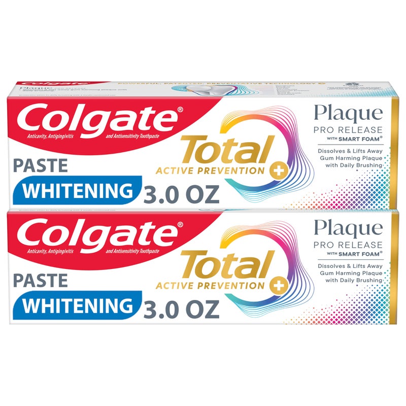 Colgate معجون أسنان كولجيت توتال بلاك برو رليز لتبييض الأسنان، عبوة 2، 3.0 أونصة أنابيب - Image 1