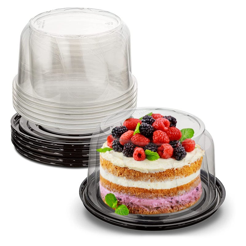 MT Products PET Plastic Cake Container with Clear Lid for Optimal Product Visibility for 6  Round Cake - (5 Pieces) Plastic Bakery Box - Made in the USA - Image 1