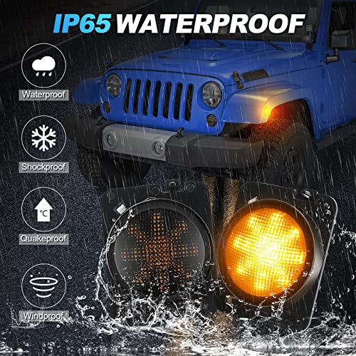 SUPAREE LED Front Fender Side Marker Light with Clear Smoke Lens, Amber Yellow Turn Signal Lights with Dynamic Sequential Lighting Effects fit for 2007-2018 Jeep Wrangler JK JKU Rubicon Unlimited - Image 4