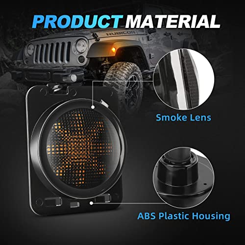 SUPAREE LED Front Fender Side Marker Light with Clear Smoke Lens, Amber Yellow Turn Signal Lights with Dynamic Sequential Lighting Effects fit for 2007-2018 Jeep Wrangler JK JKU Rubicon Unlimited - Image 5