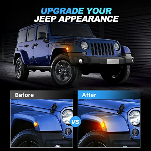 SUPAREE LED Front Fender Side Marker Light with Clear Smoke Lens, Amber Yellow Turn Signal Lights with Dynamic Sequential Lighting Effects fit for 2007-2018 Jeep Wrangler JK JKU Rubicon Unlimited - Image 3