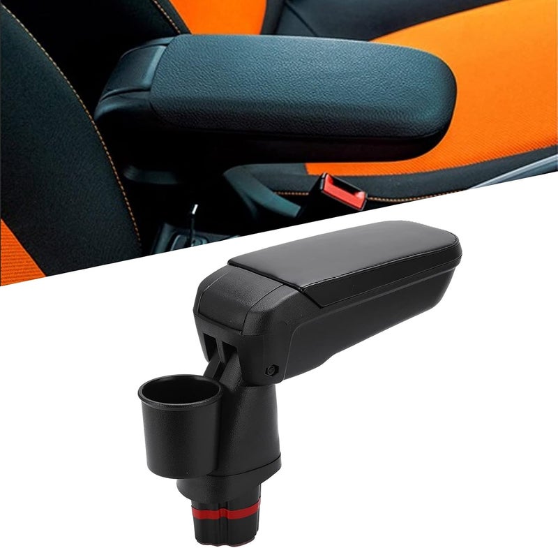 Central Armrest Box with Cup Holder Replacement for Mercedes Smart Fortwo Forfour 453 2015-2019, Center Console Storage Case with Water Cup Stand, Custom Fit Armrest Pad in Artif - Image 2
