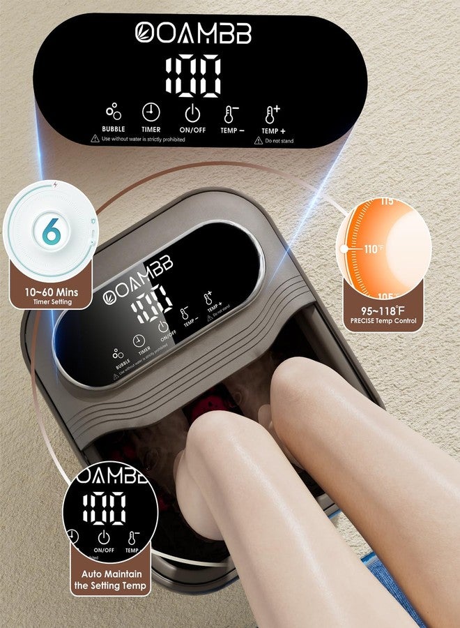 OOAMBB Collapsible Foot Spa with Heat, Bubble and Temp Control, Foot Bath Massager with XL Touch Screen and Massage Rollers, Foot Soaking Tub, Pedicure Foot spa for Stress Relief (Grey) - Image 4