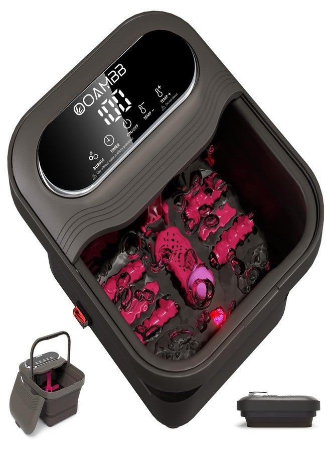 OOAMBB Collapsible Foot Spa with Heat, Bubble and Temp Control, Foot Bath Massager with XL Touch Screen and Massage Rollers, Foot Soaking Tub, Pedicure Foot spa for Stress Relief (Grey) - Image 1