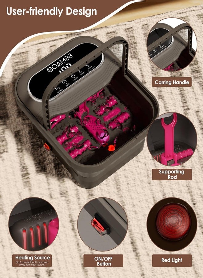 OOAMBB Collapsible Foot Spa with Heat, Bubble and Temp Control, Foot Bath Massager with XL Touch Screen and Massage Rollers, Foot Soaking Tub, Pedicure Foot spa for Stress Relief (Grey) - Image 5