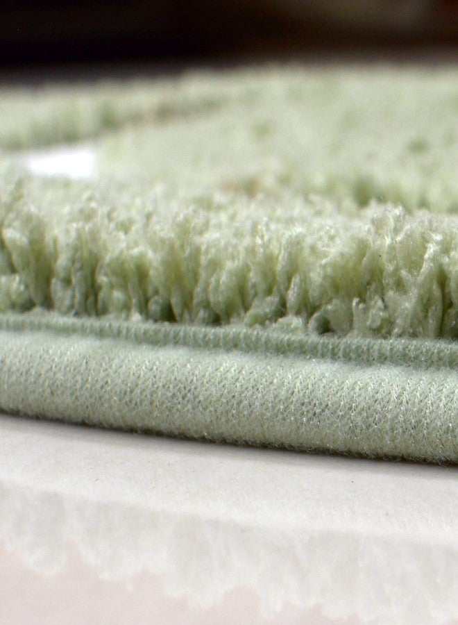ABREEZE Floral Rose Bathroom Rugs 16X24 inch, Soft Shaggy Water Absorbent Non-Slip Mats, Green - Image 5