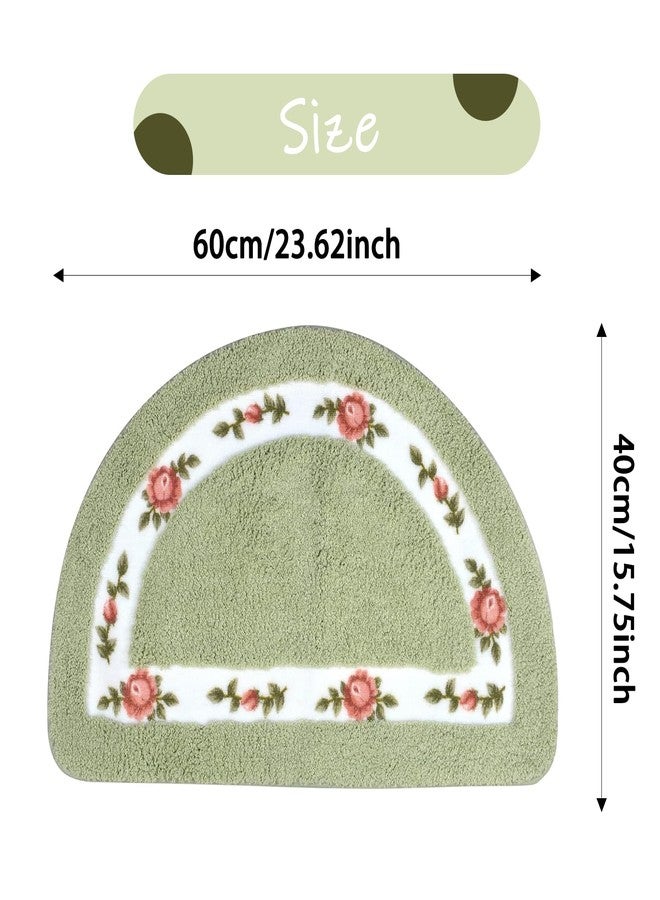 ABREEZE Floral Rose Bathroom Rugs 16X24 inch, Soft Shaggy Water Absorbent Non-Slip Mats, Green - Image 2