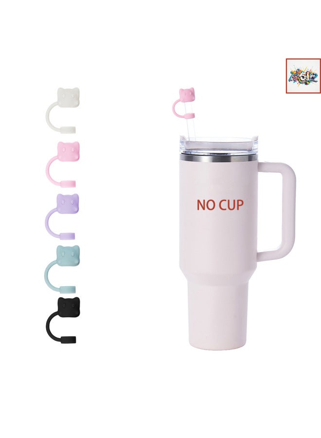 Original Silicone Straw Cap 10mm Stanley Cup Accessories Mimu Dumpling Straw Cover Food Grade Dustproof Straw Plug-Color:Light Purple  - Image 2