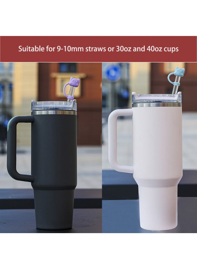 Original Silicone Straw Cap 10mm Stanley Cup Accessories Mimu Dumpling Straw Cover Food Grade Dustproof Straw Plug-Color:Light Purple  - Image 5