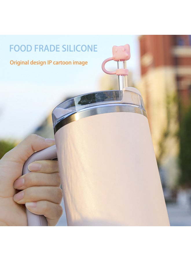 Original Silicone Straw Cap 10mm Stanley Cup Accessories Mimu Dumpling Straw Cover Food Grade Dustproof Straw Plug-Color:Light Purple  - Image 4